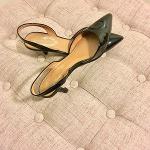 Elie Tahari Patent Leather Sling-Back Kitten Heels